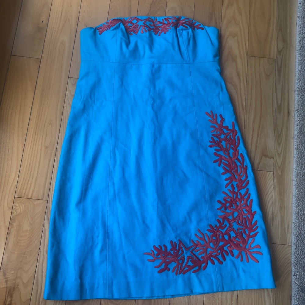 Lilly Pulitzer gorgeous teal dress with coral sz 8